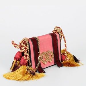 DSQUARED2 VELVET SHOULDER CROSSBODY TASSEL BAG